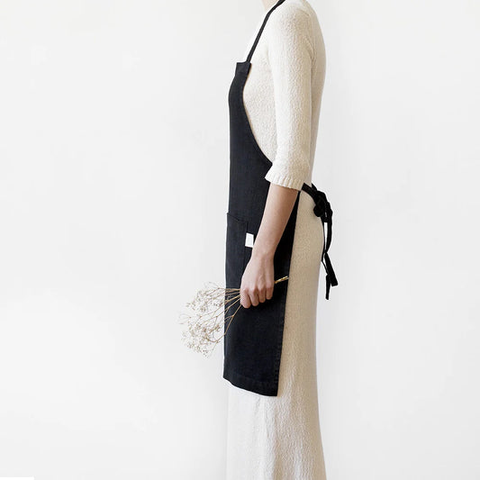 Förkläde i linne (Black)