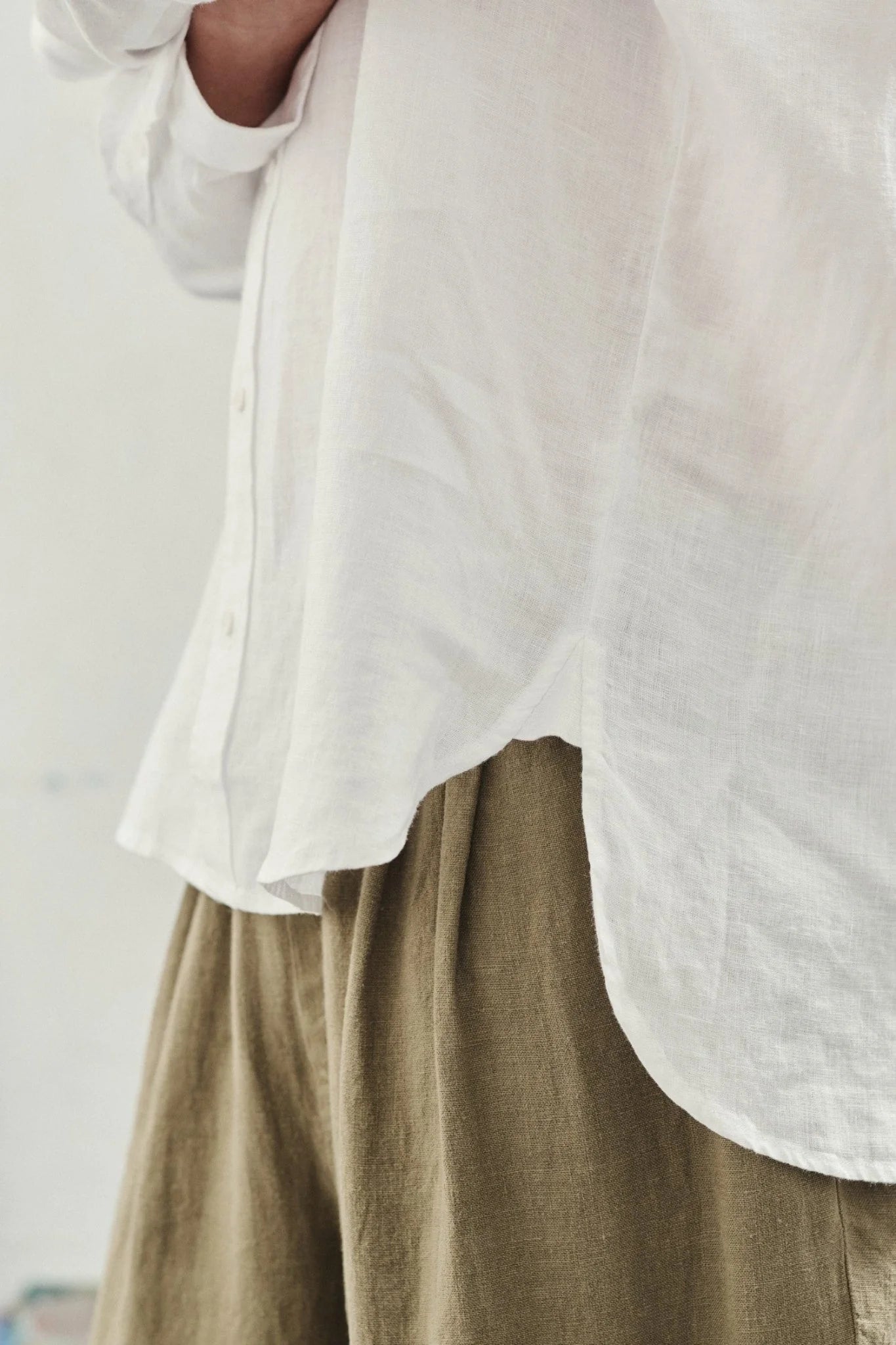Linneskjorta, unisex (Optical White)