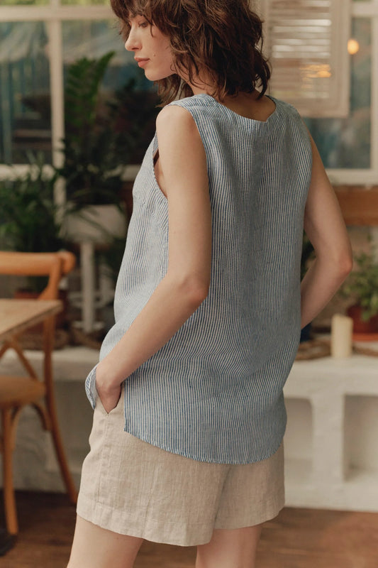 Tank top linne (Blå/vit randig)