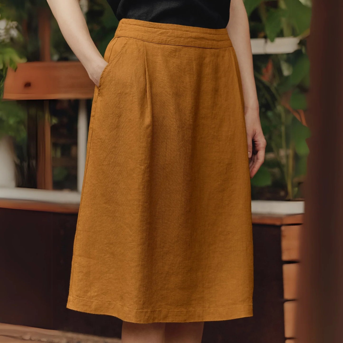 Kjol, midi (Bronze)