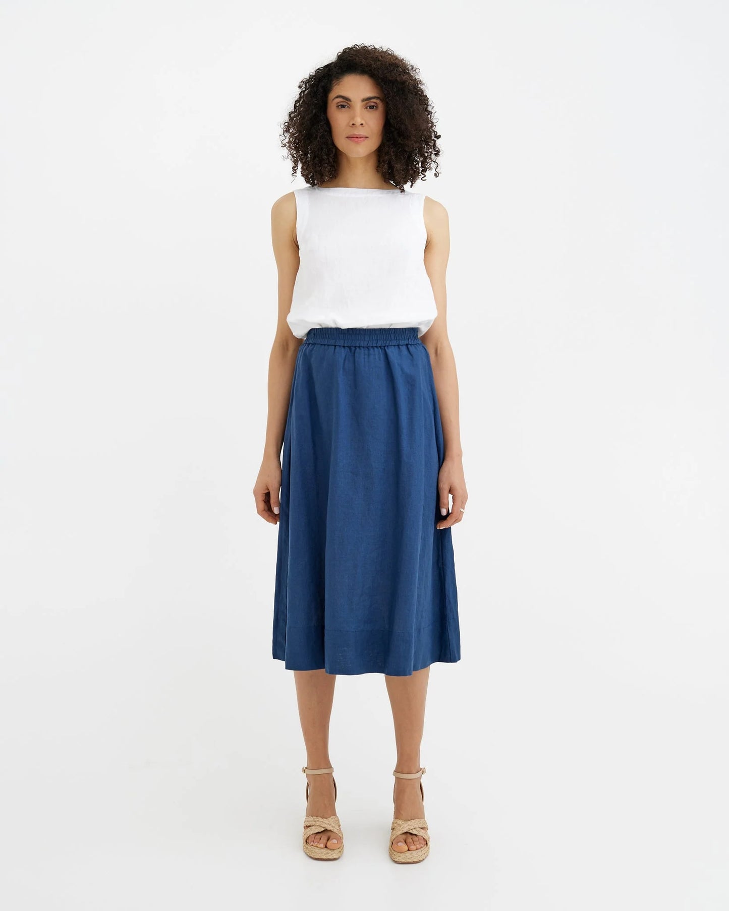 Kjol, midi (Deep Navy)