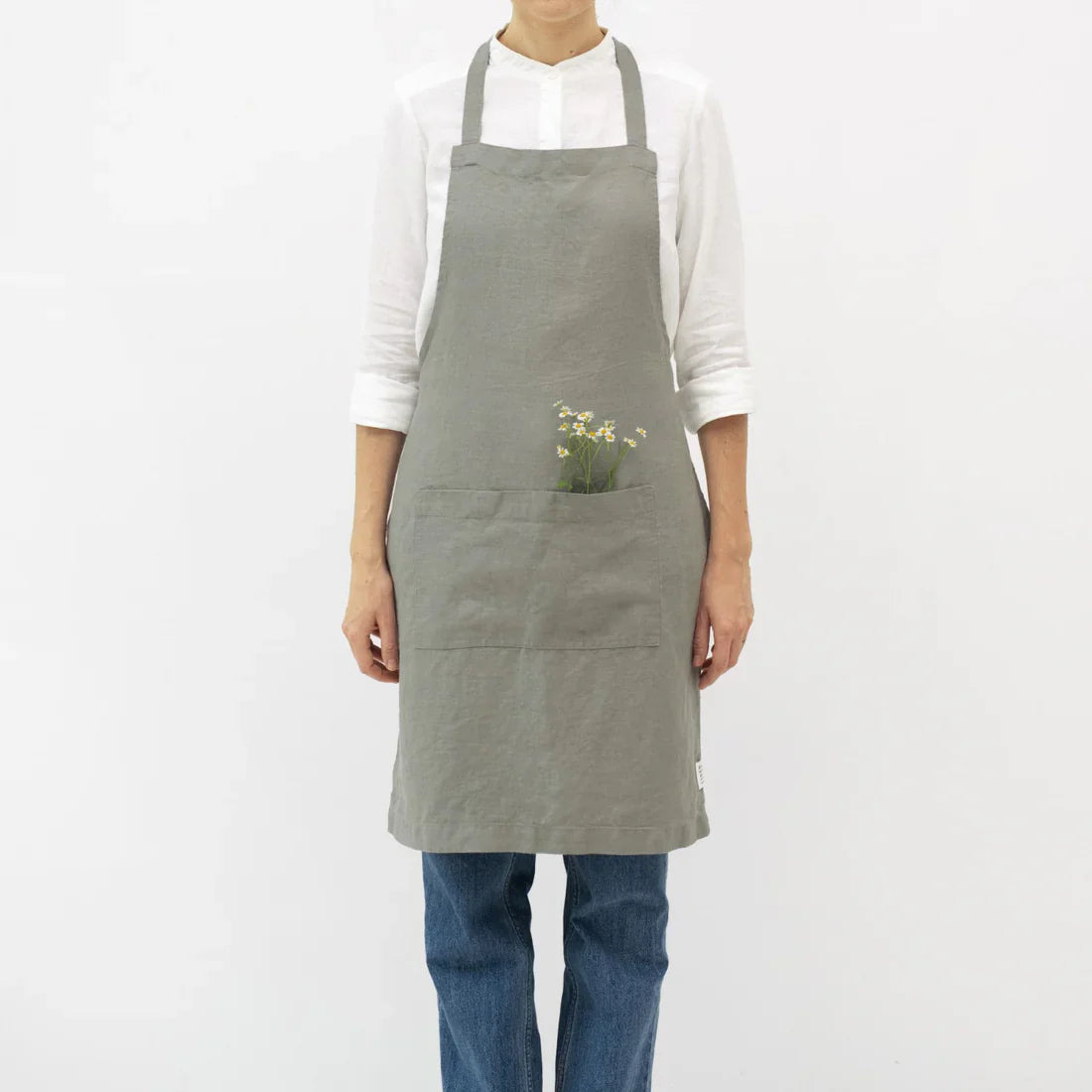 Förkläde i linne (Khaki)