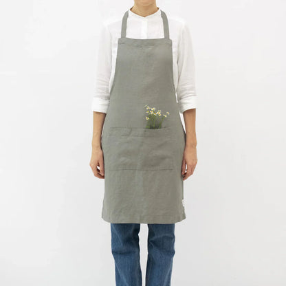 Förkläde i linne (Khaki)