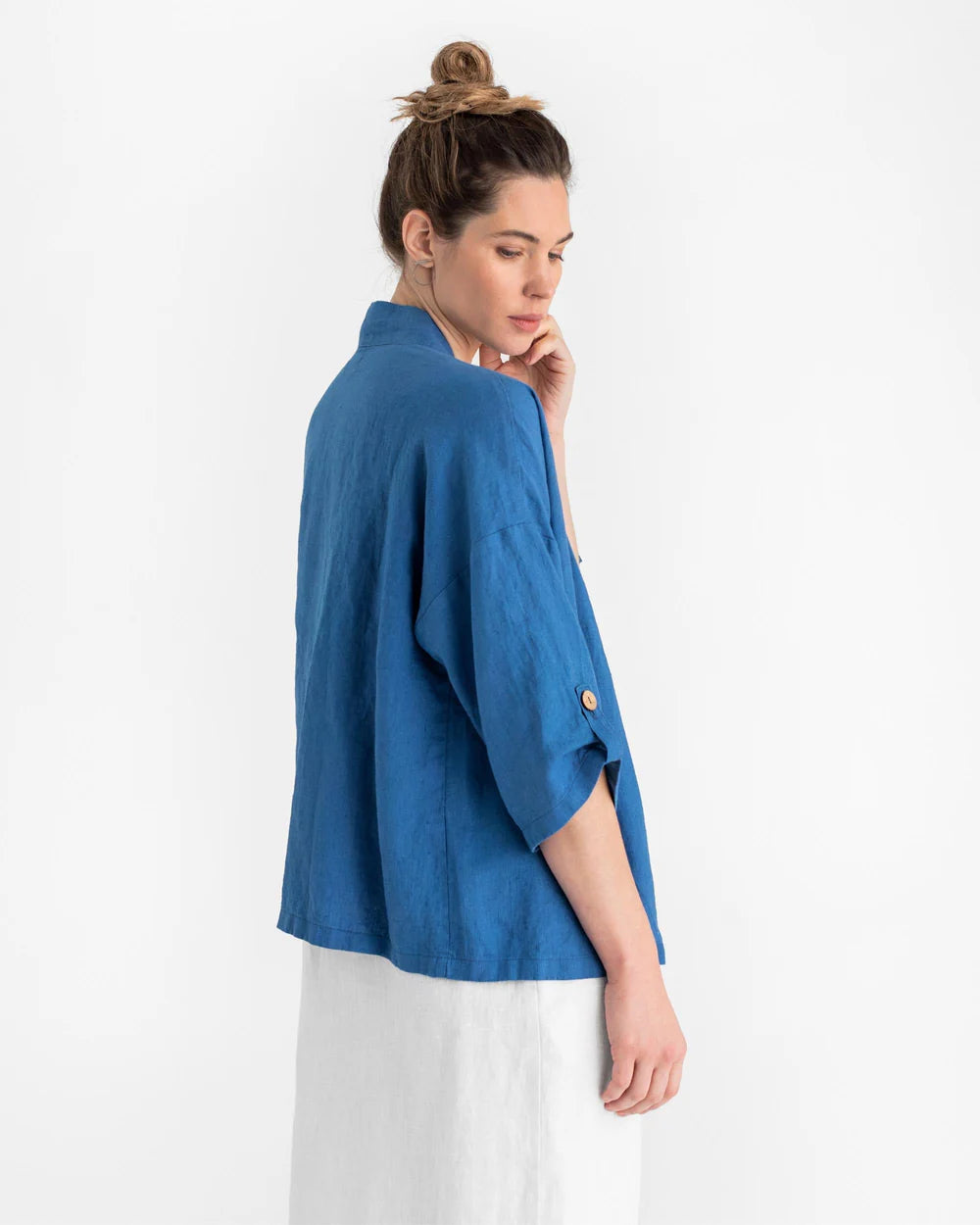 Kimonojacket i linne (Kobolt blå)