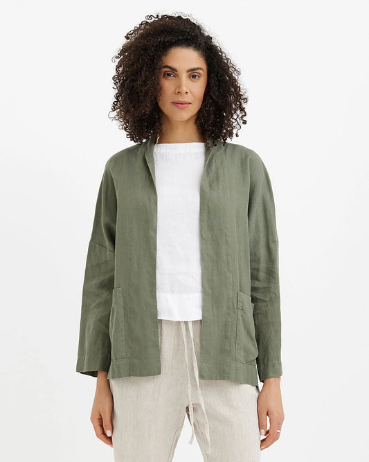 Jacket i linne (Mist Green)