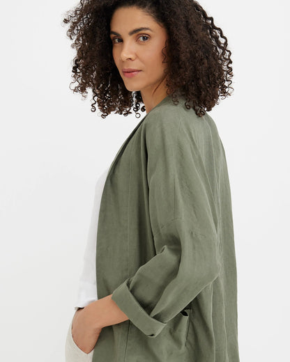 Jacket i linne (Mist Green)
