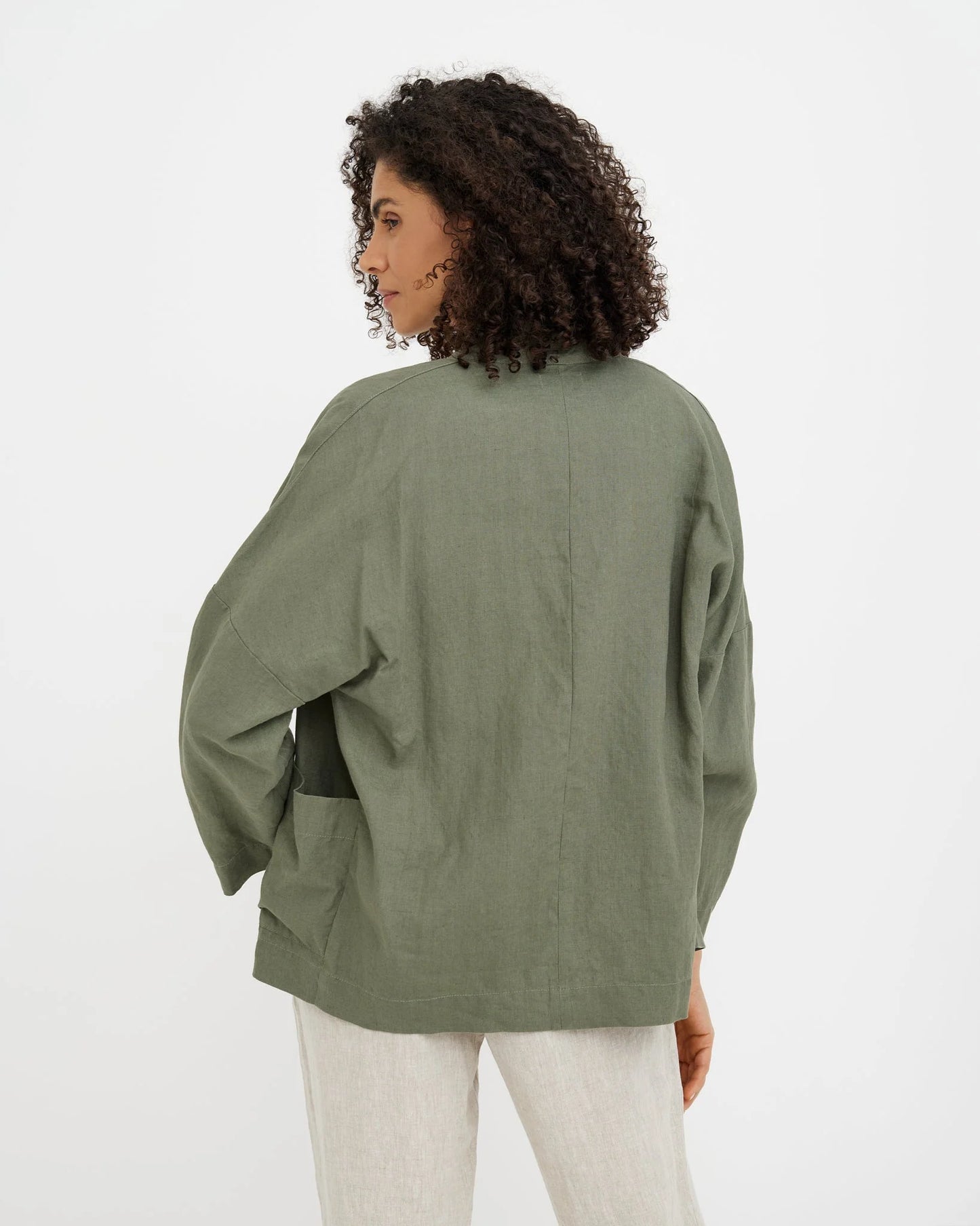 Jacket i linne (Mist Green)