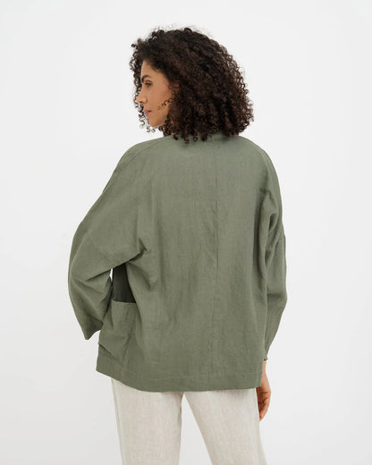 Jacket i linne (Mist Green)