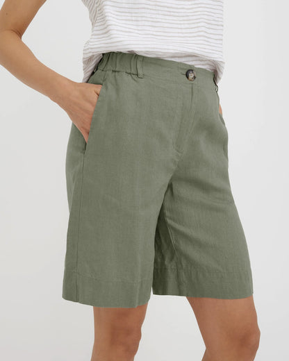 Shorts i linne (Mist Green)