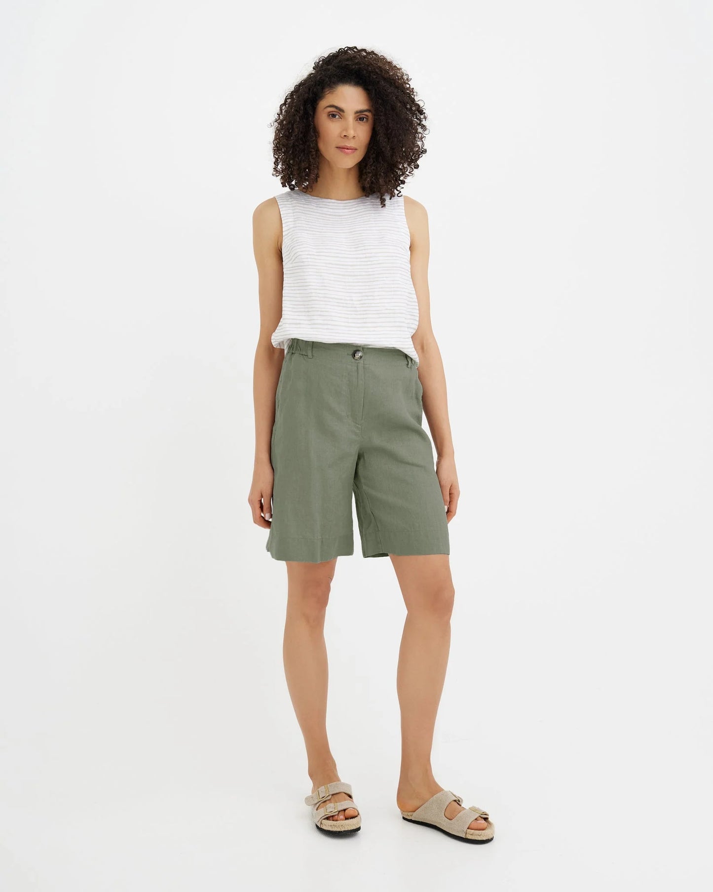 Shorts i linne (Mist Green)