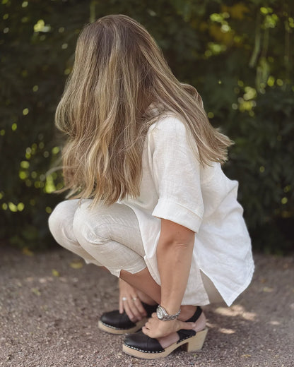 Oversized linneblus i vitt med t-shirt arm. 