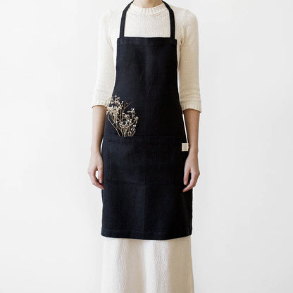 Förkläde i linne (Black)