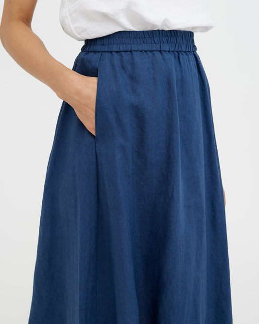 Kjol, midi (Deep Navy)