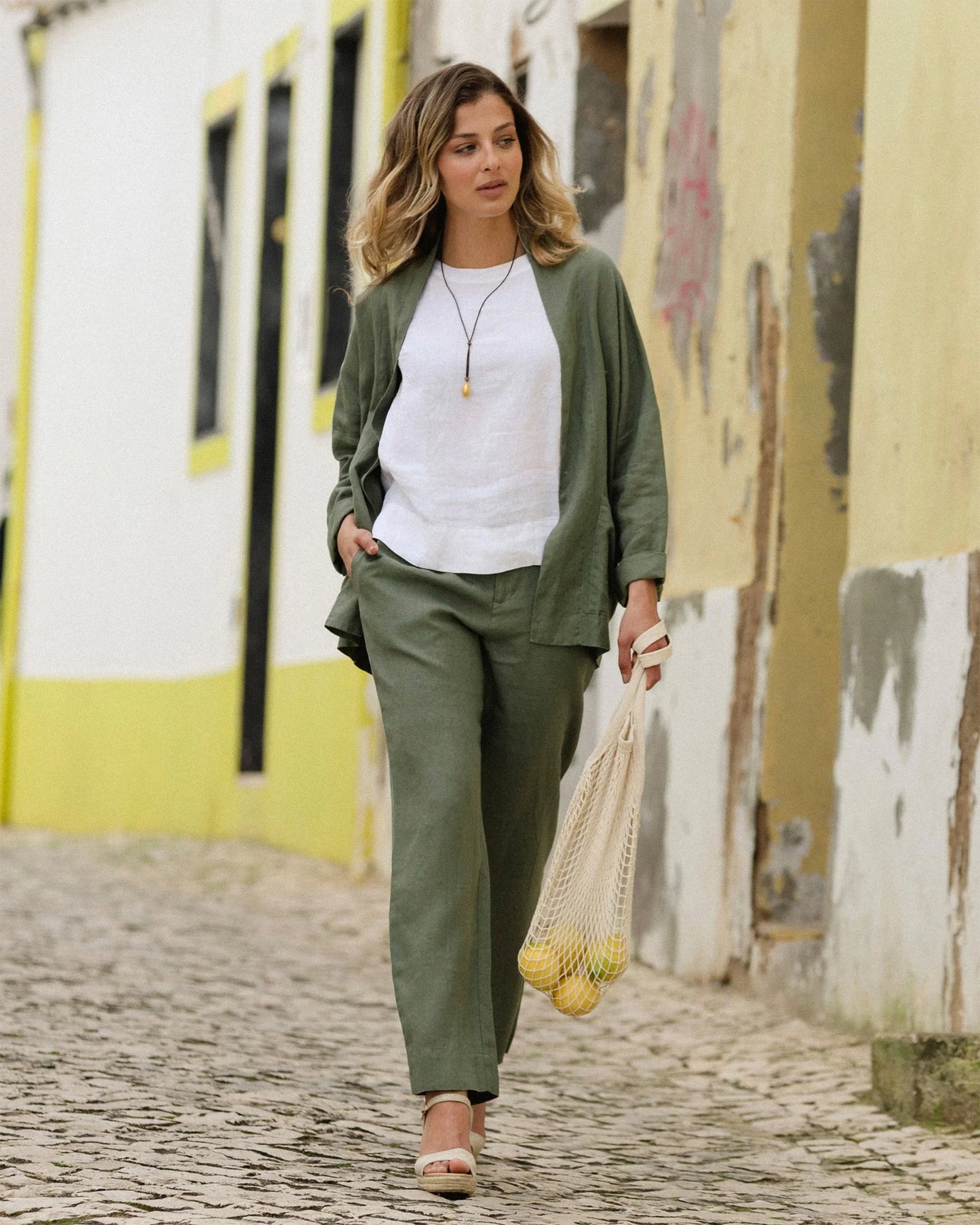 Jacket i linne (Mist Green)
