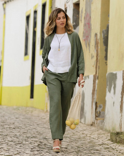 Jacket i linne (Mist Green)