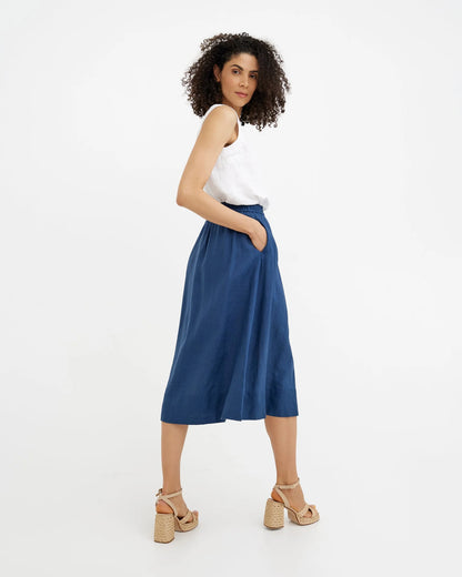 Kjol, midi (Deep Navy)
