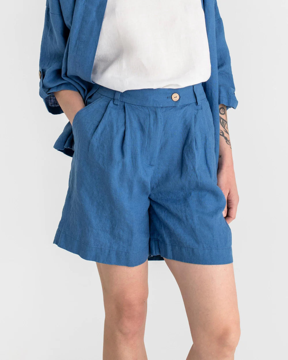 Shorts i linne (Kobolt blå)